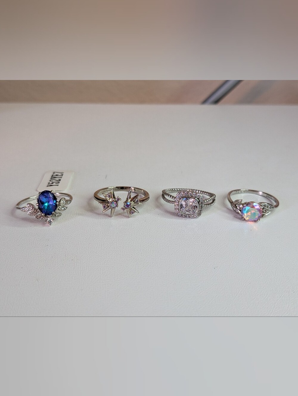 Elegant Silver and Blue Women's Ring Set